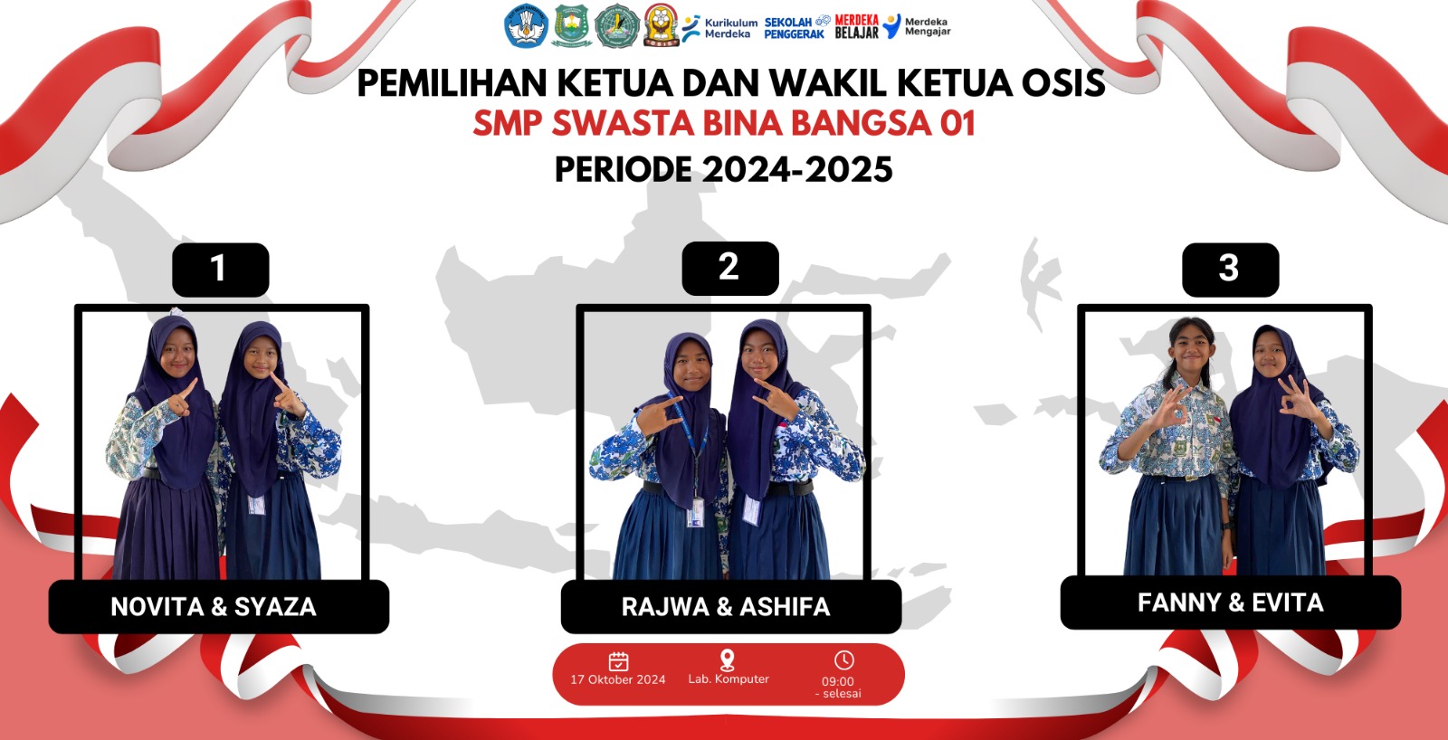 Pemilihan Ketua dan Wakil Ketua OSIS SMP Swasta Bina Bangsa 01 Dilakukan Secara Online